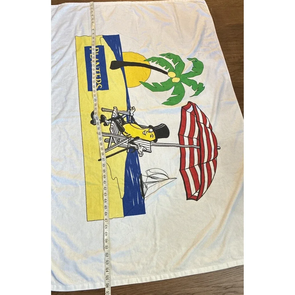 Planter's Peanuts Beach Towel Seaside Scene 100% Cotton Advertisement